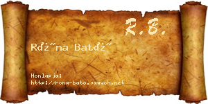 Róna Bató névjegykártya